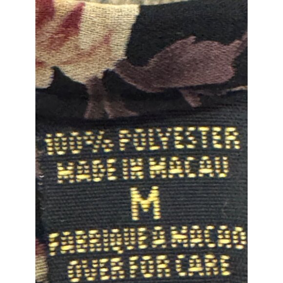 Express Floral Print Womens M Tiered Ruffle Skirt Black Red Polyester - Picture 3 of 6